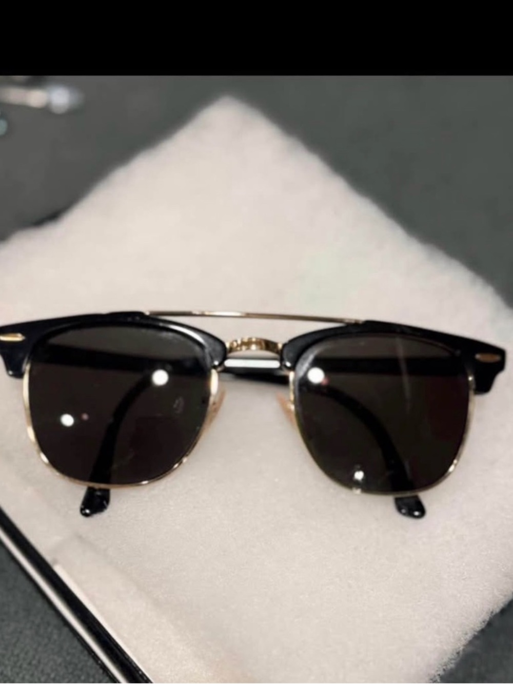 Ray-Ban Black & Gold Clubmaster Sunglasses. Need new lenses, these are script.